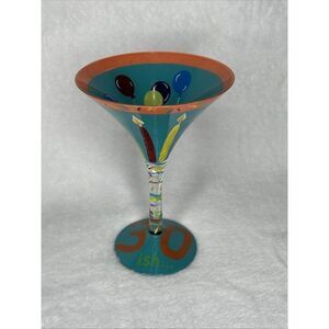 Lolita Hand Painted “30 Ish” Birthday Martini Glass With Recipe on Bottom